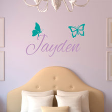 Load image into Gallery viewer, Butterfly Sticker Butterfly Decal Name Sticker Butterfly Name Wall Decal