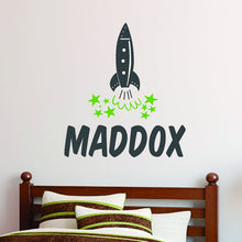 Load image into Gallery viewer, Personalized Name Spaceship Wall Decal