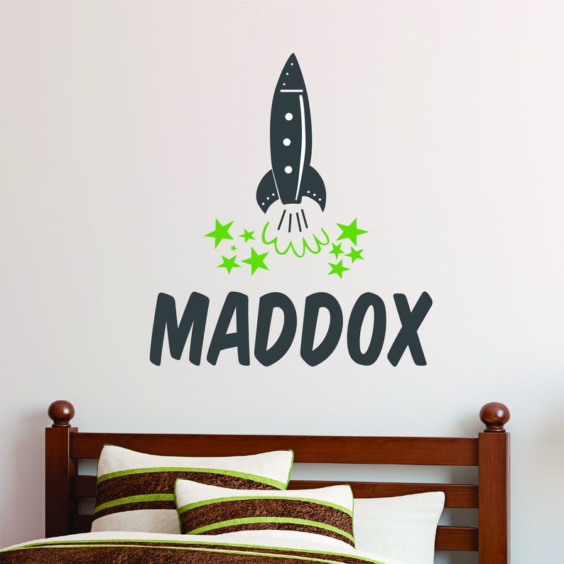 Personalized Name Spaceship Wall Decal