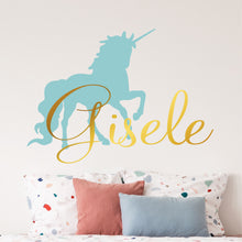 Load image into Gallery viewer, Unicorn Sticker Wall Decal Custom Name - Name Sticker - Name Decal