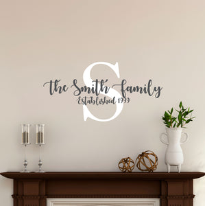 Family Name Wall Decal - Custom Family Name Decal - Family Name Sticker