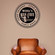 Load image into Gallery viewer, Man Cave Sticker Name Sticker Personalized Man Cave Wall Decal