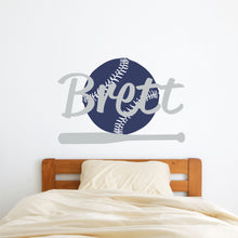 Load image into Gallery viewer, Baseball Name Wall Decal Baseball Sticker Custom Name Personalized Name