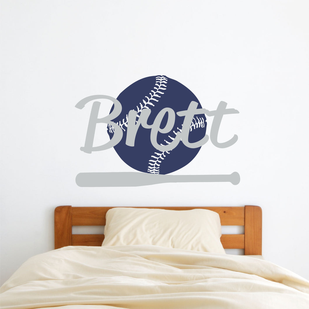 Baseball Name Wall Decal Baseball Sticker Custom Name Personalized Name