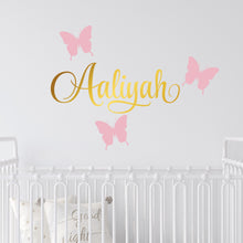 Load image into Gallery viewer, Personalized Name &amp; Butterflies Wall Decal