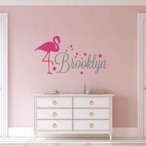 Personalized Name Flamingo Wall Decal