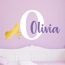 Load image into Gallery viewer, Unicorn Sticker Wall Decal Custom Name - Name Sticker - Name Decal