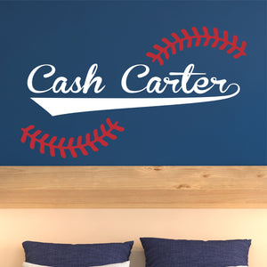 Baseball Name Wall Decal Baseball Sticker Custom Name Personalized Name