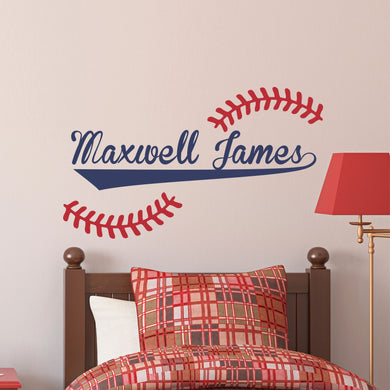 Baseball Name Wall Decal Baseball Sticker Custom Name Personalized Name