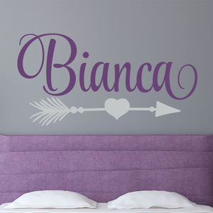 Personalized Name With Heart Arrow Wall Decal