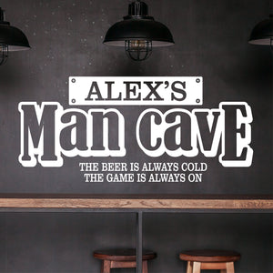 Man Cave Sticker Name Sticker Personalized Man Cave Wall Decal
