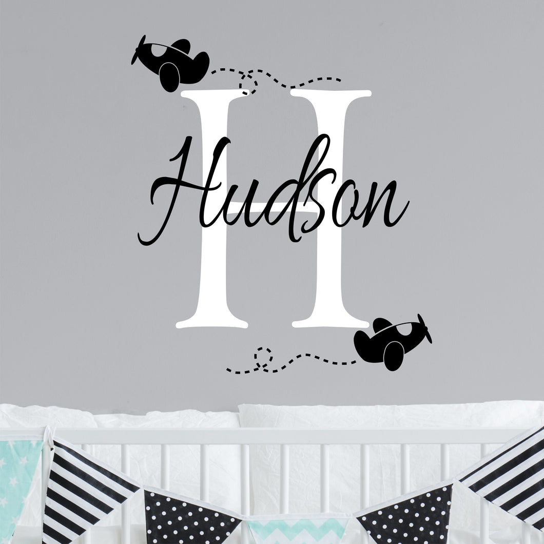 Personalized Name Airplane Wall Decal