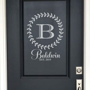 Front Door Decal - Front Door Sticker - Family Name Decal