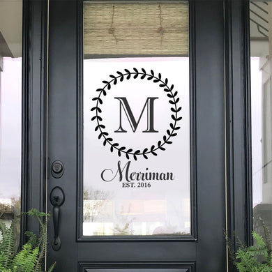 Front Door Decal - Front Door Sticker - Family Name Decal