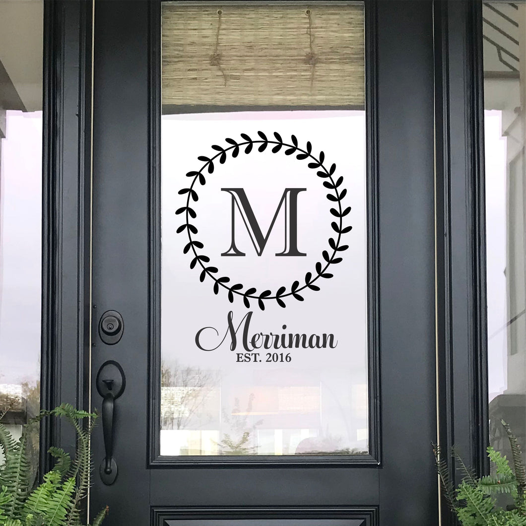 Front Door Decal - Front Door Sticker - Family Name Decal