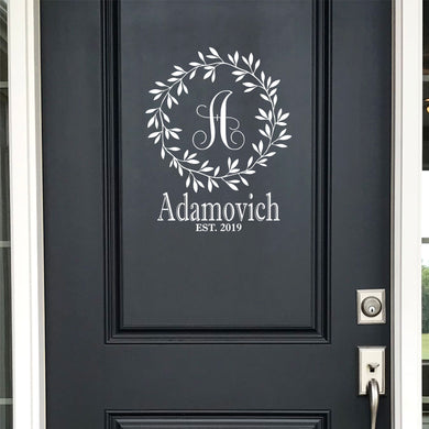 Front Door Decal - Front Door Sticker - Family Name Decal