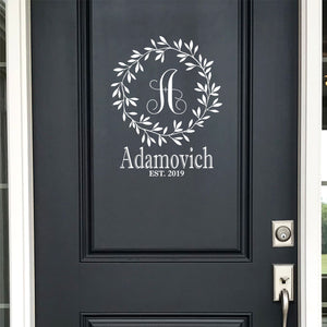 Front Door Decal - Front Door Sticker - Family Name Decal