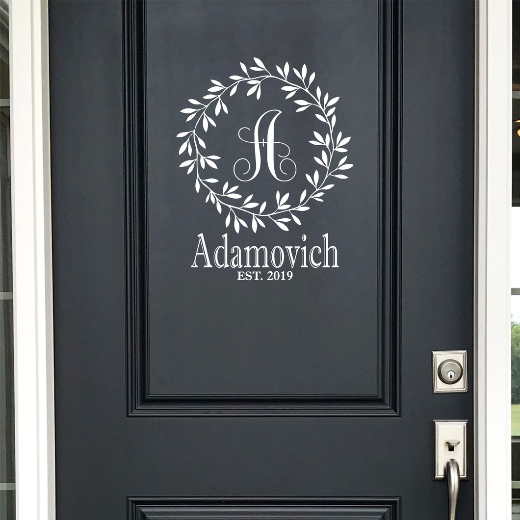 Front Door Decal - Front Door Sticker - Family Name Decal