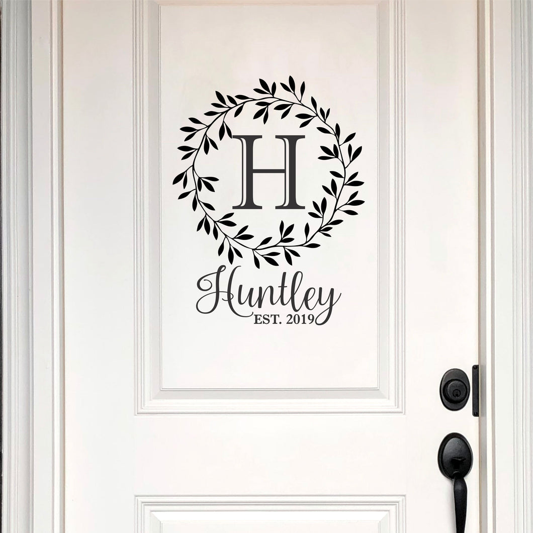Front Door Decal - Front Door Sticker - Family Name Decal