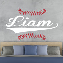 Load image into Gallery viewer, Baseball Name Wall Decal Baseball Sticker Custom Name Personalized Name
