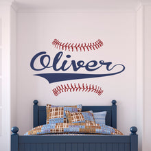 Load image into Gallery viewer, Baseball Name Wall Decal Baseball Sticker Custom Name Personalized Name