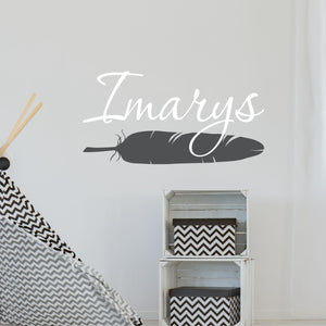 Personalized Name With Feather Wall Decal