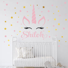 Load image into Gallery viewer, Unicorn Sticker Wall Decal Custom Name - Name Sticker - Name Decal