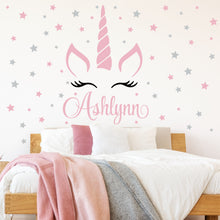 Load image into Gallery viewer, Unicorn Sticker Wall Decal Custom Name - Name Sticker - Name Decal