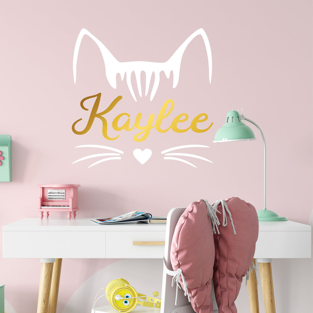 Personalized Name Kitty Cat Wall Decal
