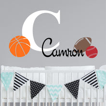 Load image into Gallery viewer, Name Sticker Baseball Sticker Basketball Sticker Football Sticker  - Wall Decal