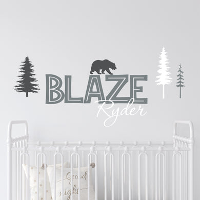 Personalized Name Forest Wall Decal - Animal Forest Wall Decal - Forest Sticker