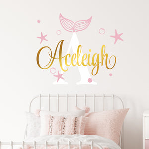 Mermaid Wall Decal Mermaid Sticker Custom Name - Name Sticker - Name Wall Decal