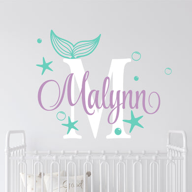 Mermaid Wall Decal Mermaid Sticker Custom Name - Name Sticker - Name Wall Decal
