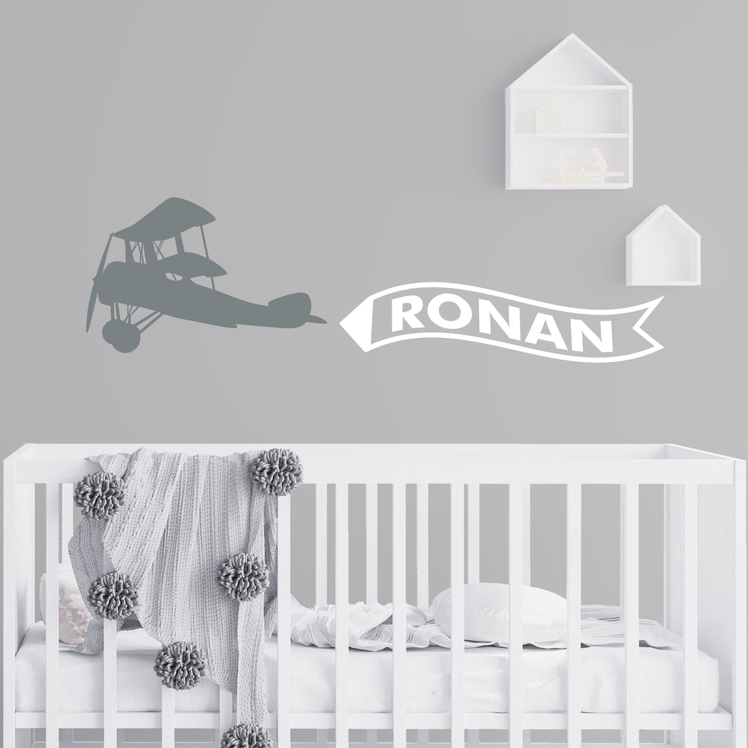 Personalized Name Airplane Wall Decal