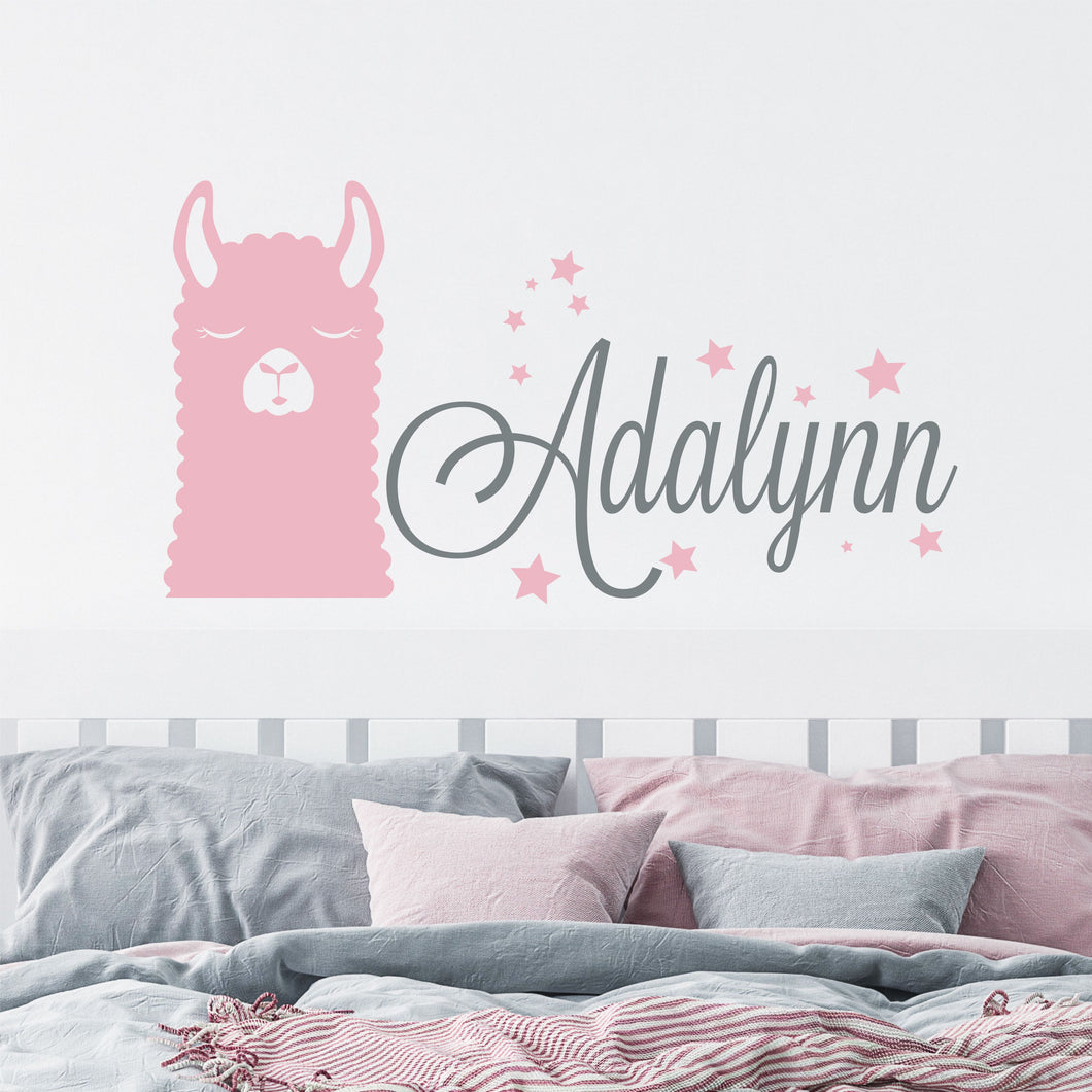 Personalized Name Llama Wall Decal