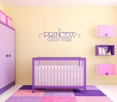 Kids Wall Quote Decal - A Princess Sleeps Here Wall Decal Sticker