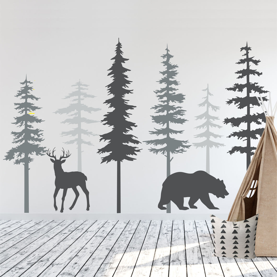 Animal Forest Trees Nursery Wall Decal Sticker