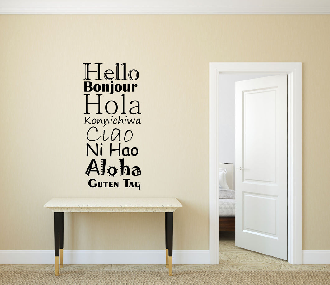 Hello Hola Bonjour Wall Decal