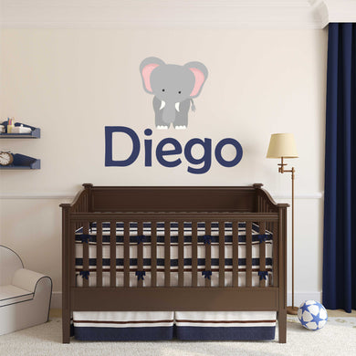 Personalized Name Elephant Wall Decal