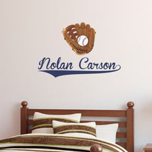Load image into Gallery viewer, Baseball Name Wall Decal Baseball Sticker Custom Name Personalized Name