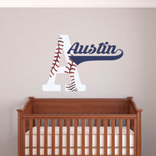 Load image into Gallery viewer, Baseball Name Wall Decal Baseball Sticker Custom Name Personalized Name
