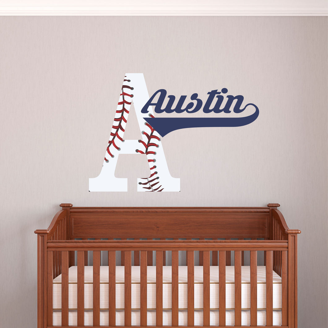 Baseball Name Wall Decal Baseball Sticker Custom Name Personalized Name