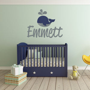 Personalized Name Whale Wall Decal