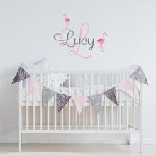 Load image into Gallery viewer, Personalized Name Baby Flamingo Wall Decal