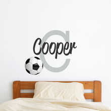Load image into Gallery viewer, Soccer Wall Decal Soccer Sticker Custom Name - Name Sticker - Name Wall Decal