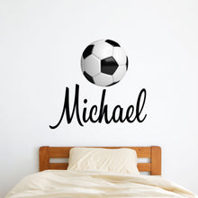 Load image into Gallery viewer, Soccer Wall Decal Soccer Sticker Custom Name - Name Sticker - Name Wall Decal
