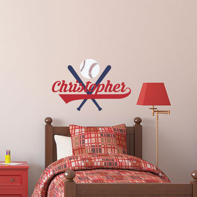 Baseball Name Wall Decal Baseball Sticker Custom Name Personalized Name