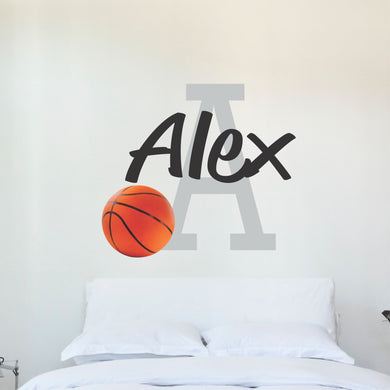 Basketball Name Wall Decal - Basketball Sticker - Custom Name - Personalized Name