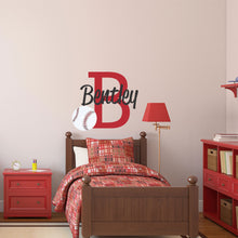 Load image into Gallery viewer, Baseball Name Wall Decal Baseball Sticker Custom Name Personalized Name