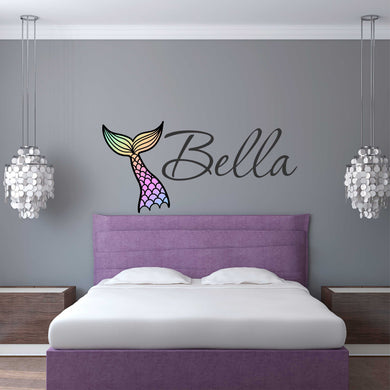 Mermaid Wall Decal Mermaid Sticker Custom Name - Name Sticker - Name Wall Decal